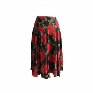 Nine West Y2K 90s Silk Floral Midi Skirt Red Rose | 📐US4/Small | Retail $138